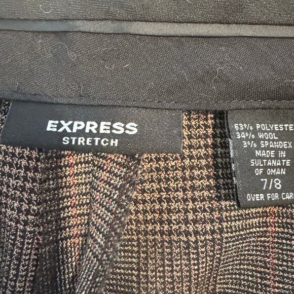 Express Brown Tweed Pants Size M 78 Y2L Mad Men Vibes Secondhand Hot - Picture 7 of 13